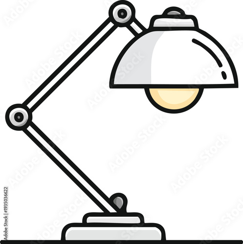  minimal line icon of wall lamp or reading light with arm, simple outline, black and white