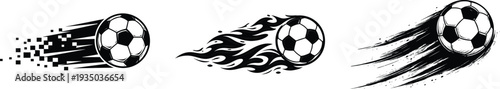 Set of 3 dynamic soccer ball vector icons