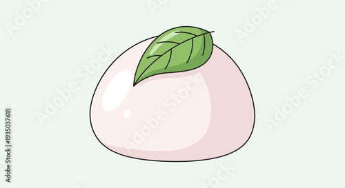 Cute pink mochi with green leaf on top