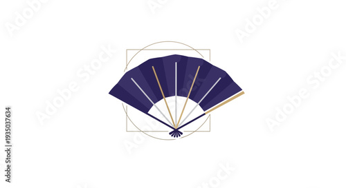 Elegant Purple Folding Fan with Golden Ribs and Tassel