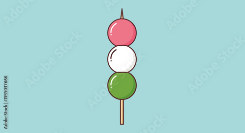 Hanami Dango, Japanese Sweet Dumplings on Stick, Spring Colors