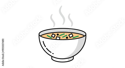 Hot Miso Soup in Bowl with Steam