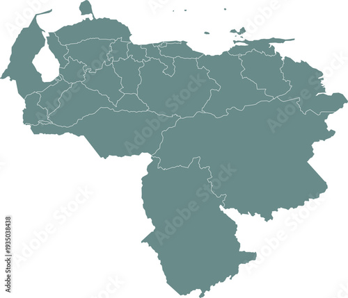 Venezuela Administrative and Topographic Map Illustration