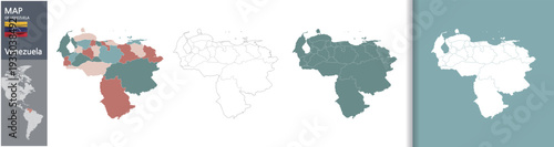 Venezuela Administrative and Topographic Map Illustration