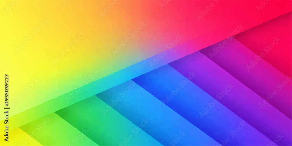Obraz premium A seamless geometric pattern of bright rainbow stripes creates an abstract colorful background with a vibrant spectrum of pink and yellow lines for a modern wallpaper design