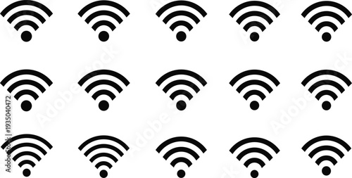 Wi-Fi Signal Icon Set in Various Sizes and Strengths for Network and Connectivity Design