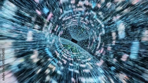 Abstract digital light tunnel with glowing lines creating a sense of speed