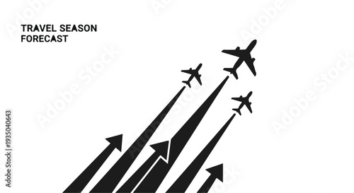 Airplanes soaring upwards, symbolizing travel growth and positive forecast.