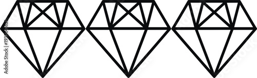 Diamond gemstone line icons set luxury jewelry crystal precious stone vector illustration collection design element