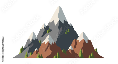 Mountain peaks Vector Illustration, flat design, for travel, adventure, and outdoor recreation.