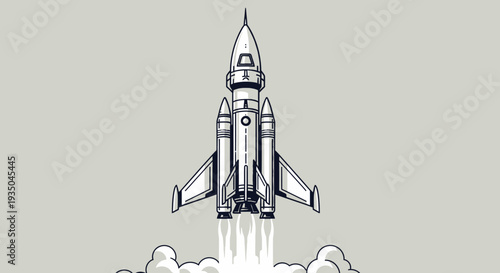 Space Shuttle Launching into Orbit with Powerful Rocket Boosters.