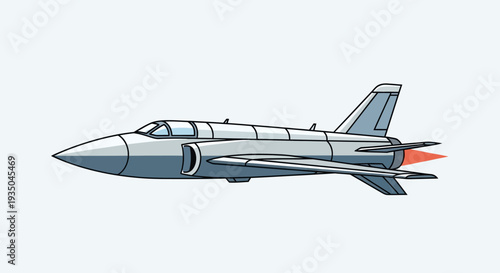 Military Fighter Jet in Flight with Afterburners.