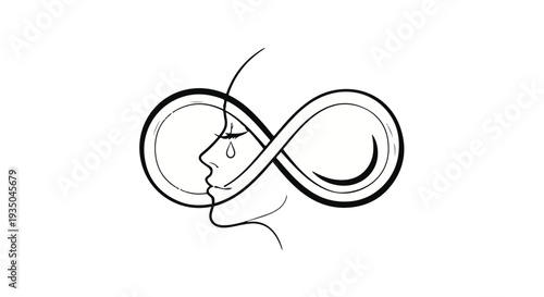 Symbol of unending sadness and emotional struggle, illustrated as a weeping face within an infinity loop.