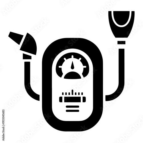 Professional spirometer black and white vector icon representing a device used to measure lung capacity and respiratory function suitable for hospitals clinics and pulmonary laboratories