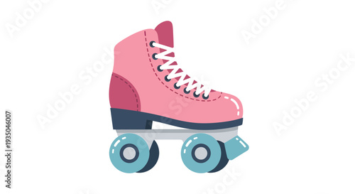Pink Roller Skate Vector Illustration, Flat Design, for Hobbies and Leisure