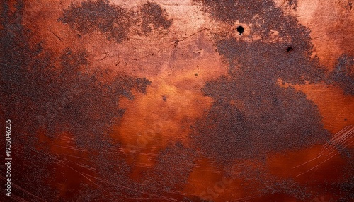 Patinaed Copper Surface With Rust Grunge And Texture