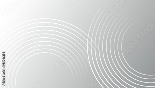 Abstract white transparent line circles overlap on gray gradient background, Vector illustration