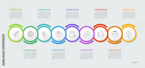 Infographic 9 options design elements for your business data. Vector Illustration.