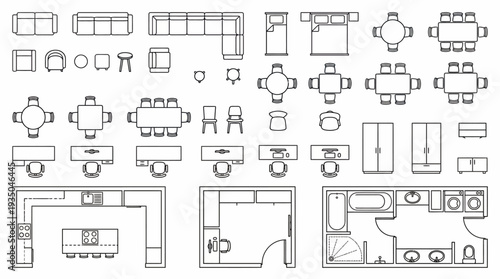 Panoramic Forest Landscape Line Art with Trees and Grass for Nature Backgrounds