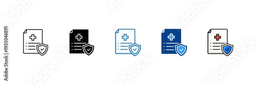 Insurance Policy Icon Set Multiple Style Collection