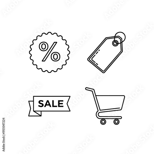 E-commerce Marketing Discount Shopping Cart Sale Price Tag Icons