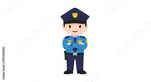 Police Officer Vector Illustration, Cartoon Style Graphic for Law Enforcement, Security