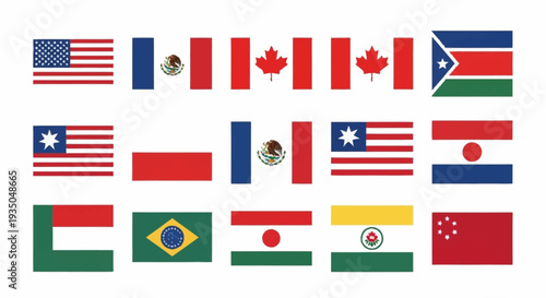 International Flags Representing Different Countries and Cultures.