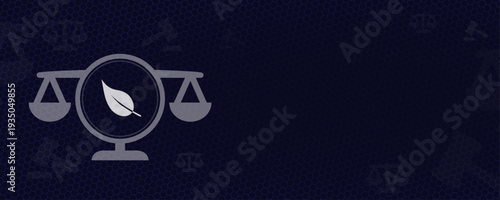 Environmental Law and Nature Protection Scale Icon with Leaf Symbol and Copy Space Vector