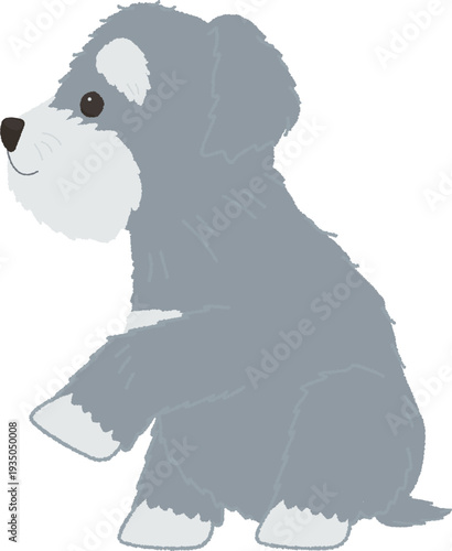 Miniature Schnauzer Giving Paw Cute Cartoon Illustration
