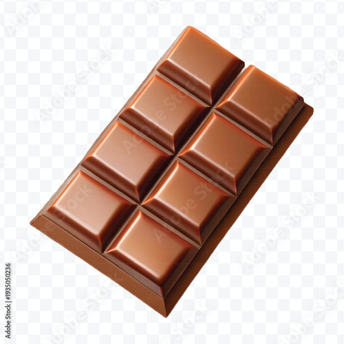 abstract 3d milk chocolate bar pieces in different style isolated on transparent background	