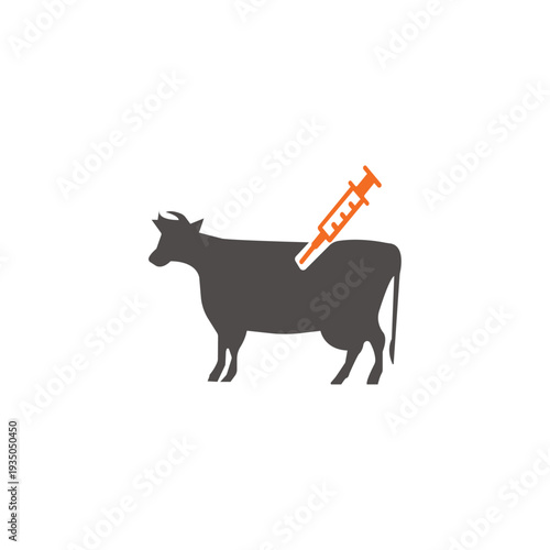 Veterinarian injecting medicine into cow with syringe