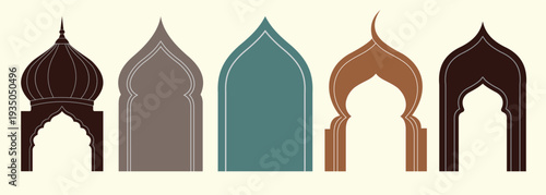 Set of islamic and middle eastern architectural arches and domes

