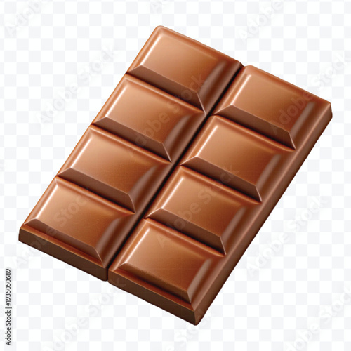 abstract 3d milk chocolate bar pieces in different style isolated on transparent background	
