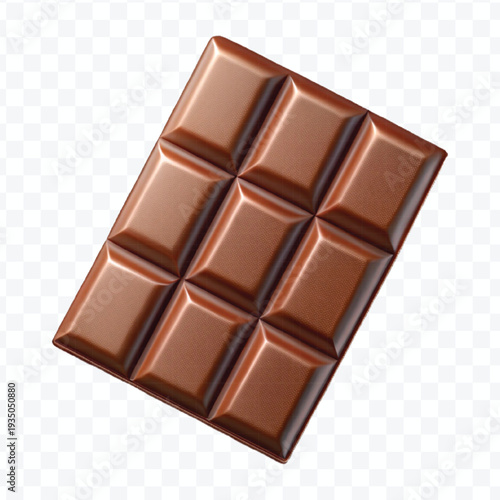 abstract 3d milk chocolate bar pieces in different style isolated on transparent background	