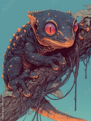 strange fantasy cartoon chameleon lizard