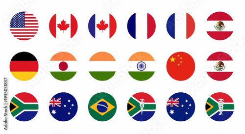 Collection of International Country Flags Representing Global Unity and Diversity.