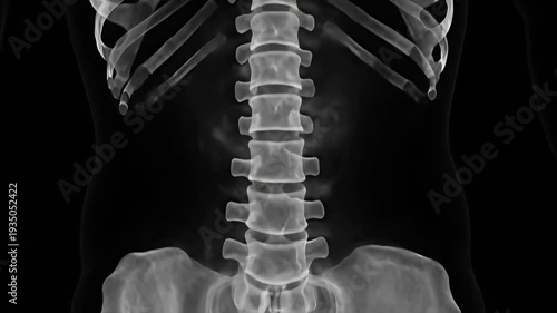 Detailed human ribcage and spine X-ray image