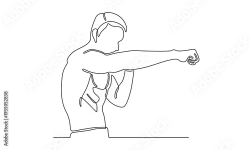 continuous line of man boxer illustration
