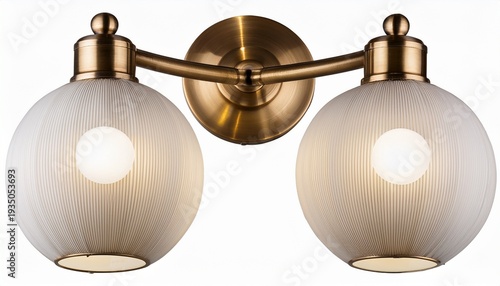 Modern Brass Wall Sconce With White Globe Lights Isolated On Transparent Background