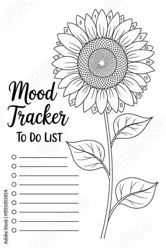 Sunflower Mood Tracker To Do List Coloring Page