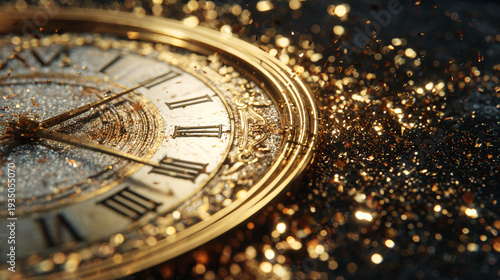 Wallpaper Mural Elegant Vintage Clock with Sparkling Dust and Bokeh Background Torontodigital.ca