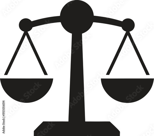 Black silhouette of a balanced scale with two empty plates