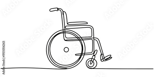 continuous one line drawing Vector illustration of a wheelchair in one line drawing style