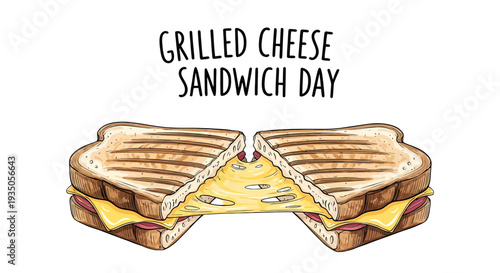 Grilled Cheese Sandwich Cut in Half.