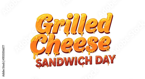 Grilled Cheese Sandwich Day Text Logo.