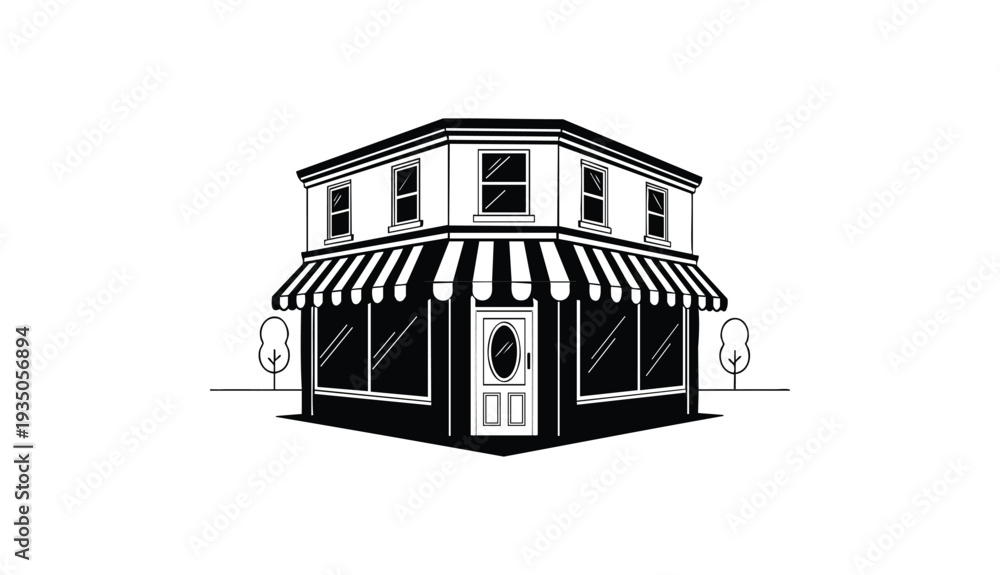 Obraz premium Vector art of a black store isolated on white background for retail business 