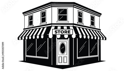 Vector art of a black store isolated on white background for retail business.