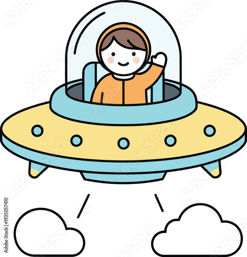 Child in Spacecraft Illustration