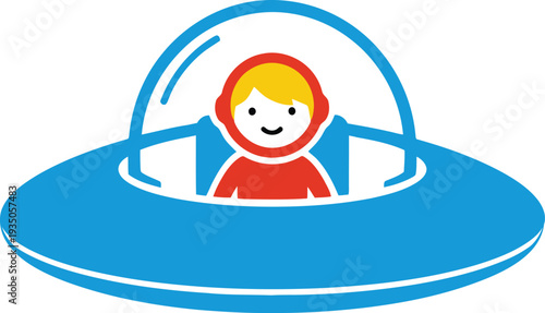 Kid Astronaut in Spaceship Illustration