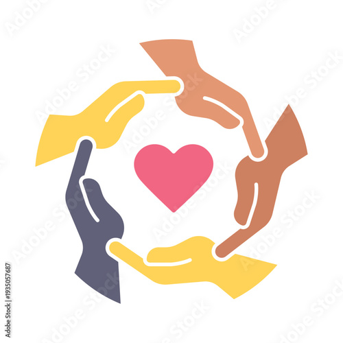 Community Support and Care Circle flat color